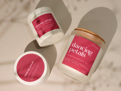 dancing petals wood wick candle