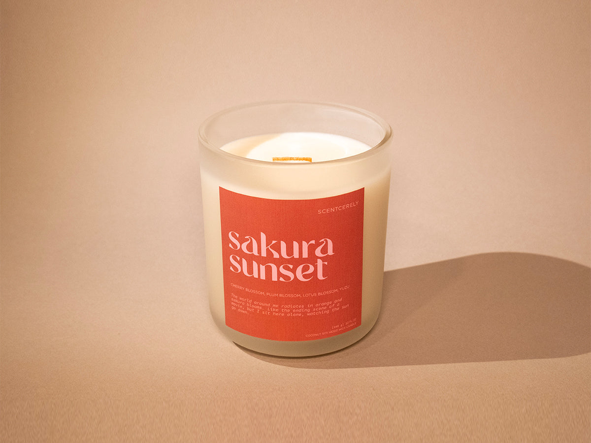 sakura sunset wood wick candle