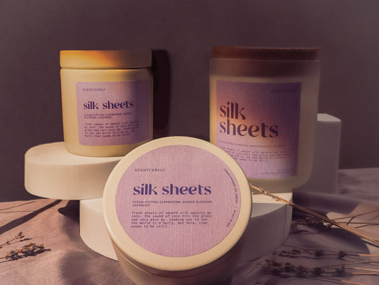 silk sheets wood wick candle