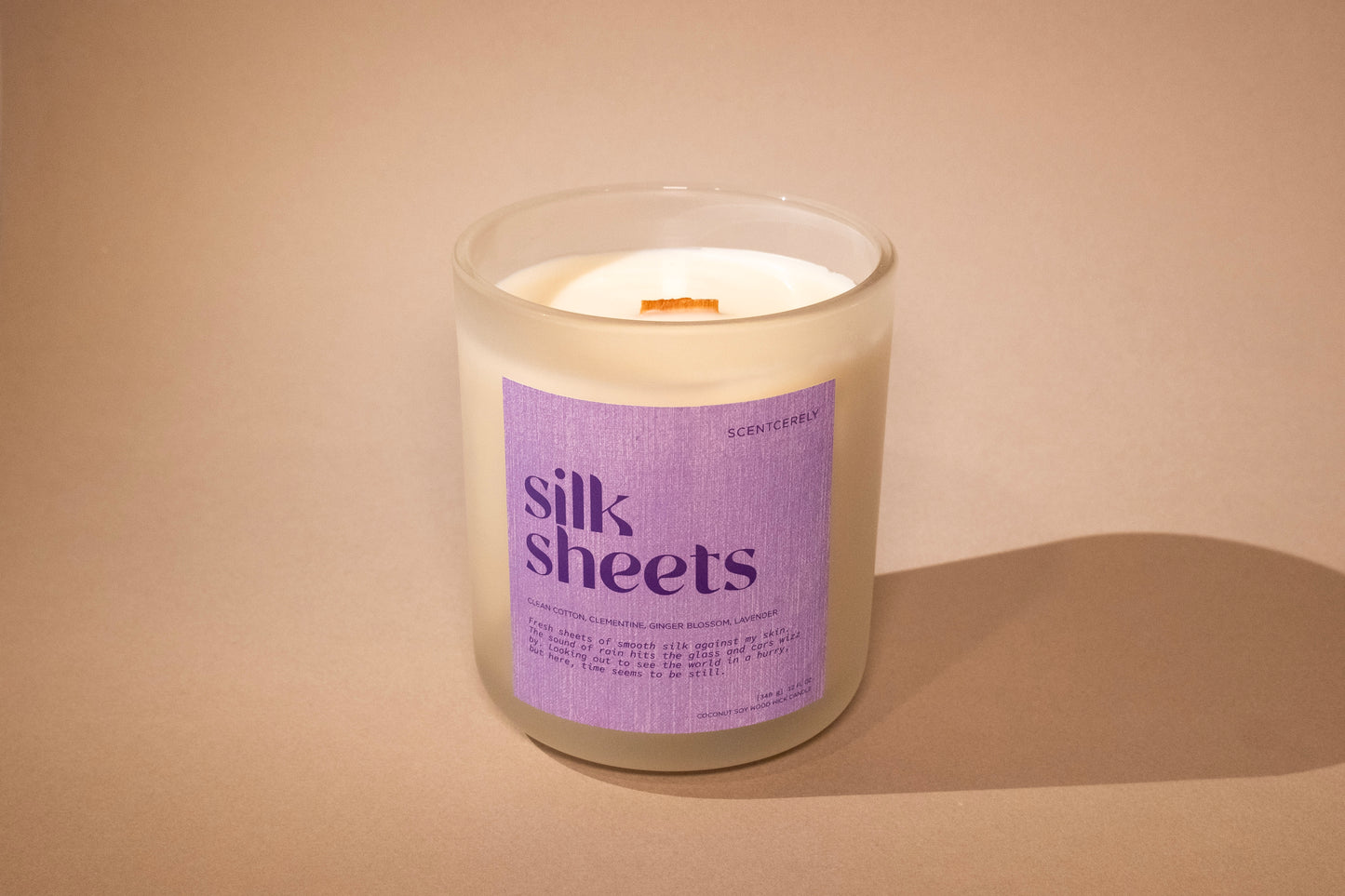 silk sheets wood wick candle